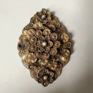 Huge Rare Royalcore Antique Ornate Bronze Pendant/Dress Clip
